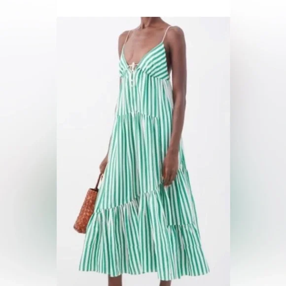 La Ligne Drawstring front striped cotton dress size xl - Picture 3 of 11